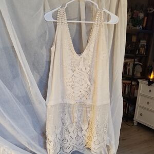 Lace Sleeveless Crochet Blouse in Cream Jaded Gypsy